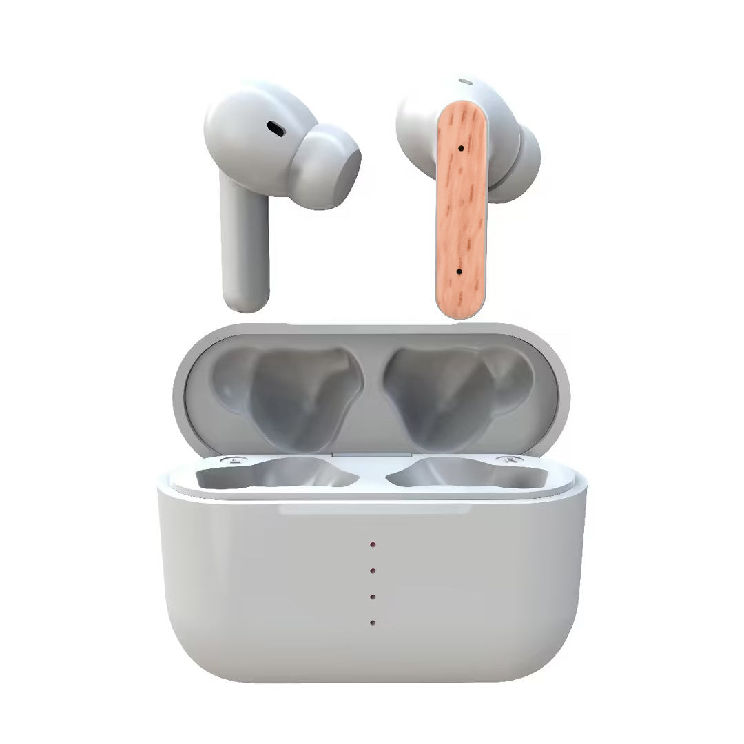 T09 ANC + ENC Dual Microphone Earbuds (No Wood on this Model) White