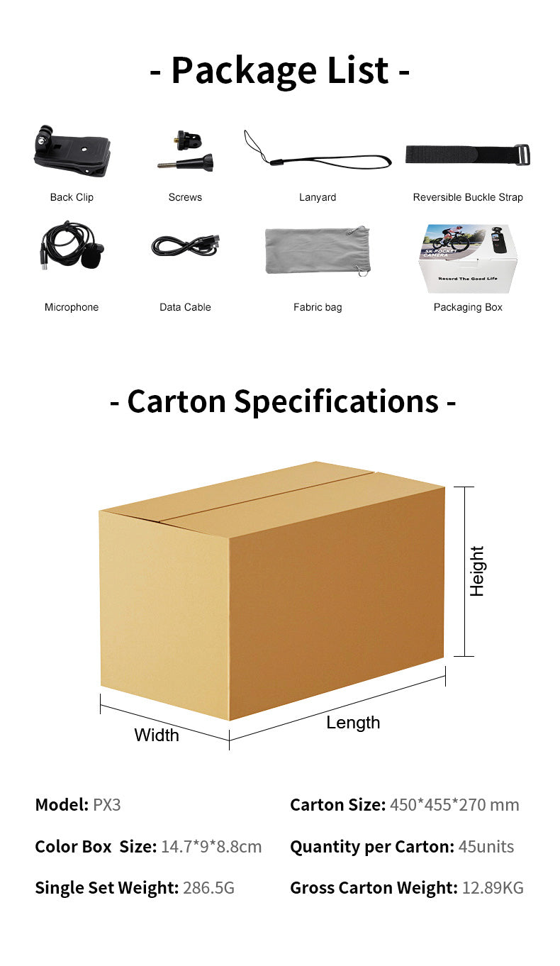 PX3 5K Ultra HD Pocket Sport Camera