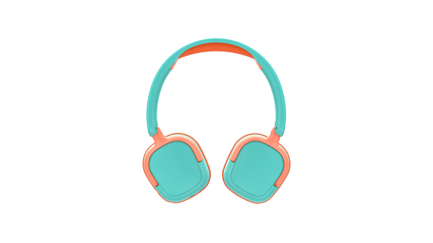 Kids Bluetooth Headphones Green & Orange Model KHO7 Ages 3-8