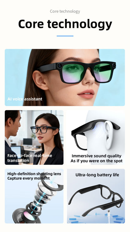 WK103 AI Smart Glasses with Camera, AI Real-Time Interpretation, WIFI Data Transmission