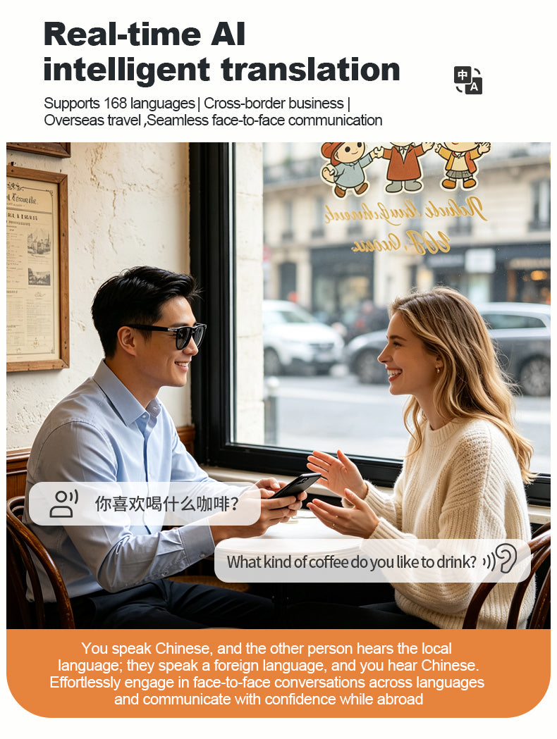 G08- Slim and Lightweight Smart Glasses- AI Powered Translation, AI Intelligent Assistant, Play Music, Smart Control
