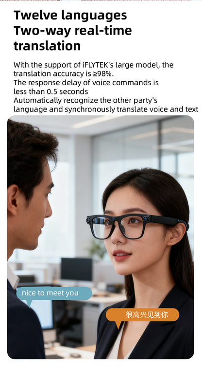 WK103 AI Smart Glasses with Camera, AI Real-Time Interpretation, WIFI Data Transmission