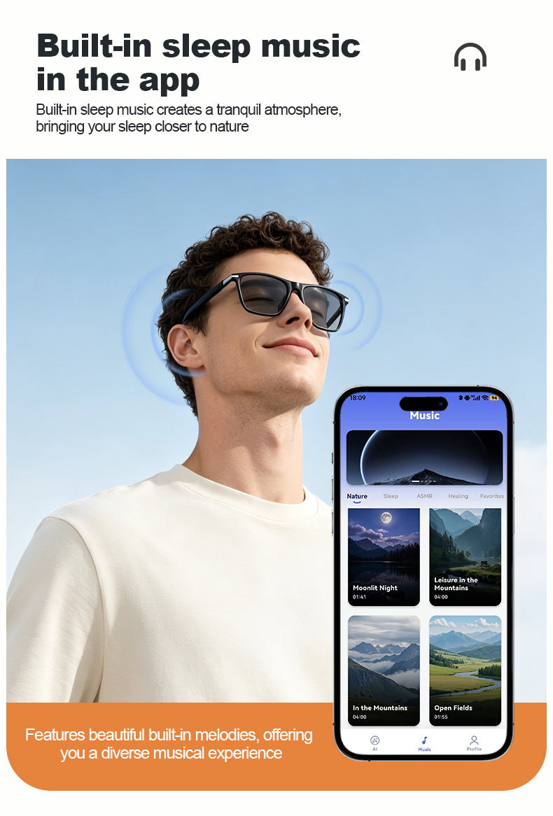 G08- Slim and Lightweight Smart Glasses- AI Powered Translation, AI Intelligent Assistant, Play Music, Smart Control