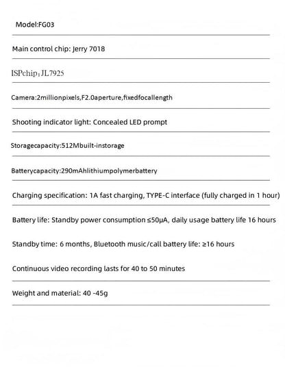 WK103 AI Smart Glasses with Camera, AI Real-Time Interpretation, WIFI Data Transmission