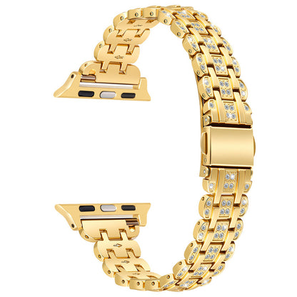 zinc alloy watch strap with diamond-embroidered edge design