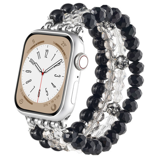 Black agate bead watch strap