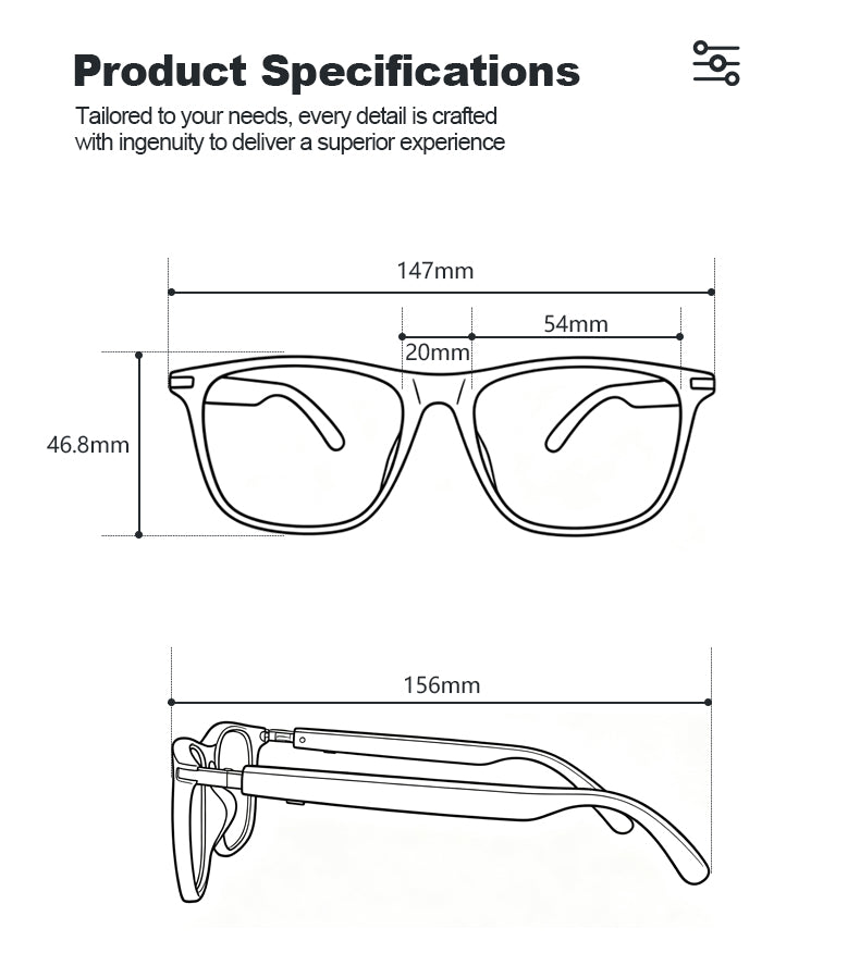 G08- Slim and Lightweight Smart Glasses- AI Powered Translation, AI Intelligent Assistant, Play Music, Smart Control