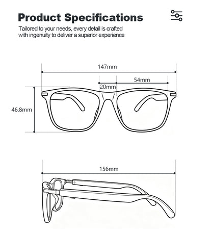 G08- Slim and Lightweight Smart Glasses- AI Powered Translation, AI Intelligent Assistant, Play Music, Smart Control