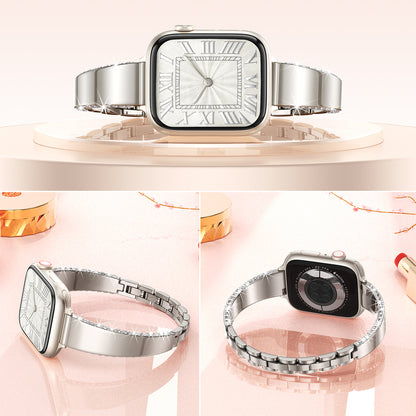 Square-shaped metal watch strap