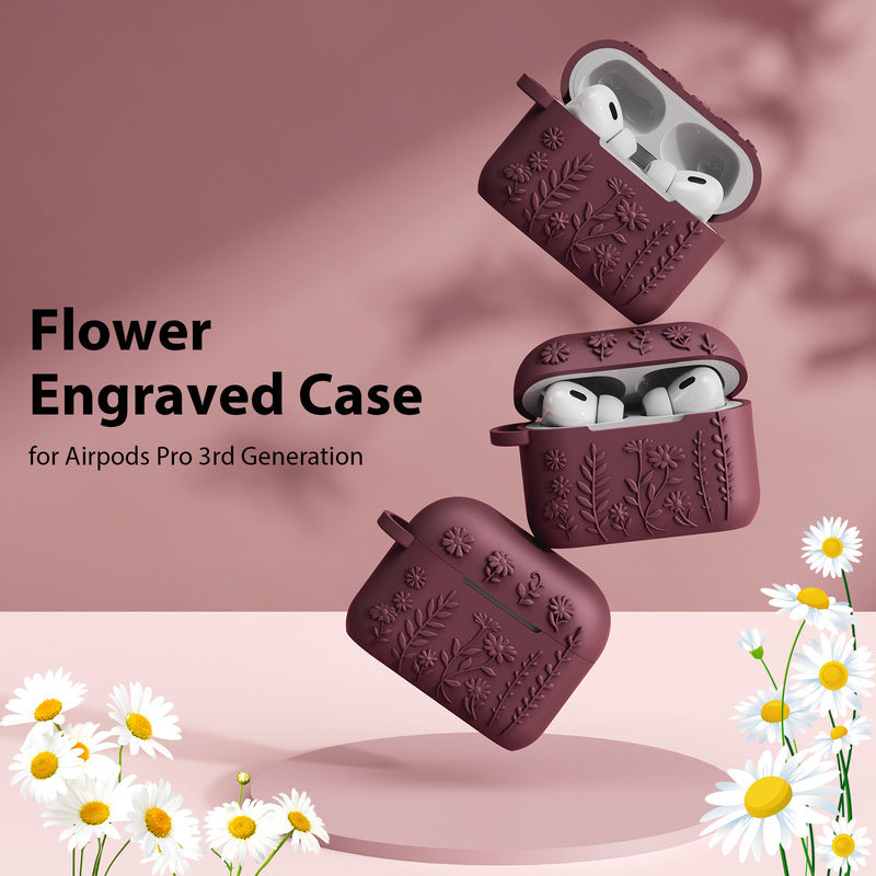 Airpods Pro 3 Embossed Floral Earphone Case