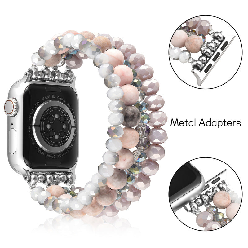 Pink zebra stone watch strap