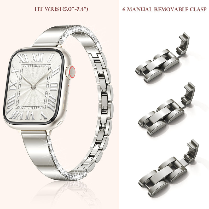 Square-shaped metal watch strap