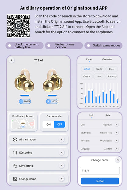 OWS-T12 AI Translation EarBuds