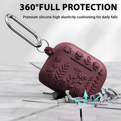 Airpods Pro 3 Embossed Floral Earphone Case