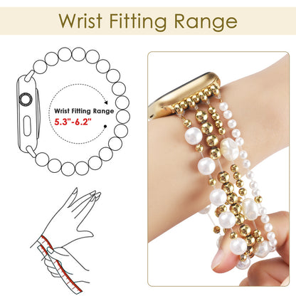 Golden pearl metal watch strap