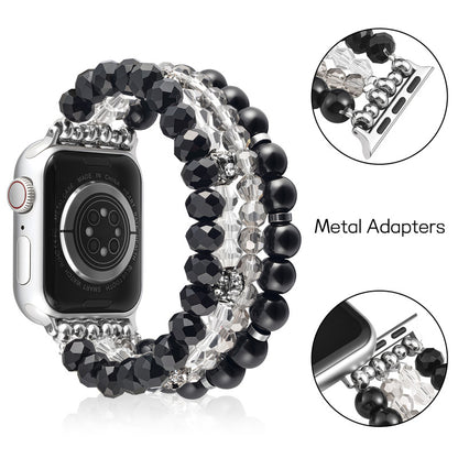 Black agate bead watch strap