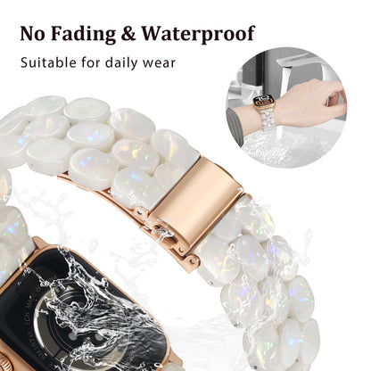 Fluorescent white oval resin watch strap