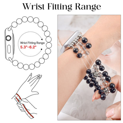 Black agate bead watch strap