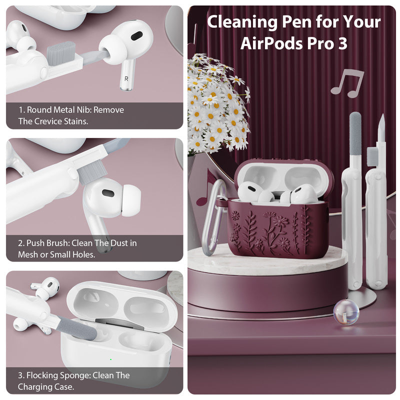 Airpods Pro 3 Embossed Floral Earphone Case