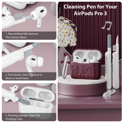 Airpods Pro 3 Embossed Floral Earphone Case