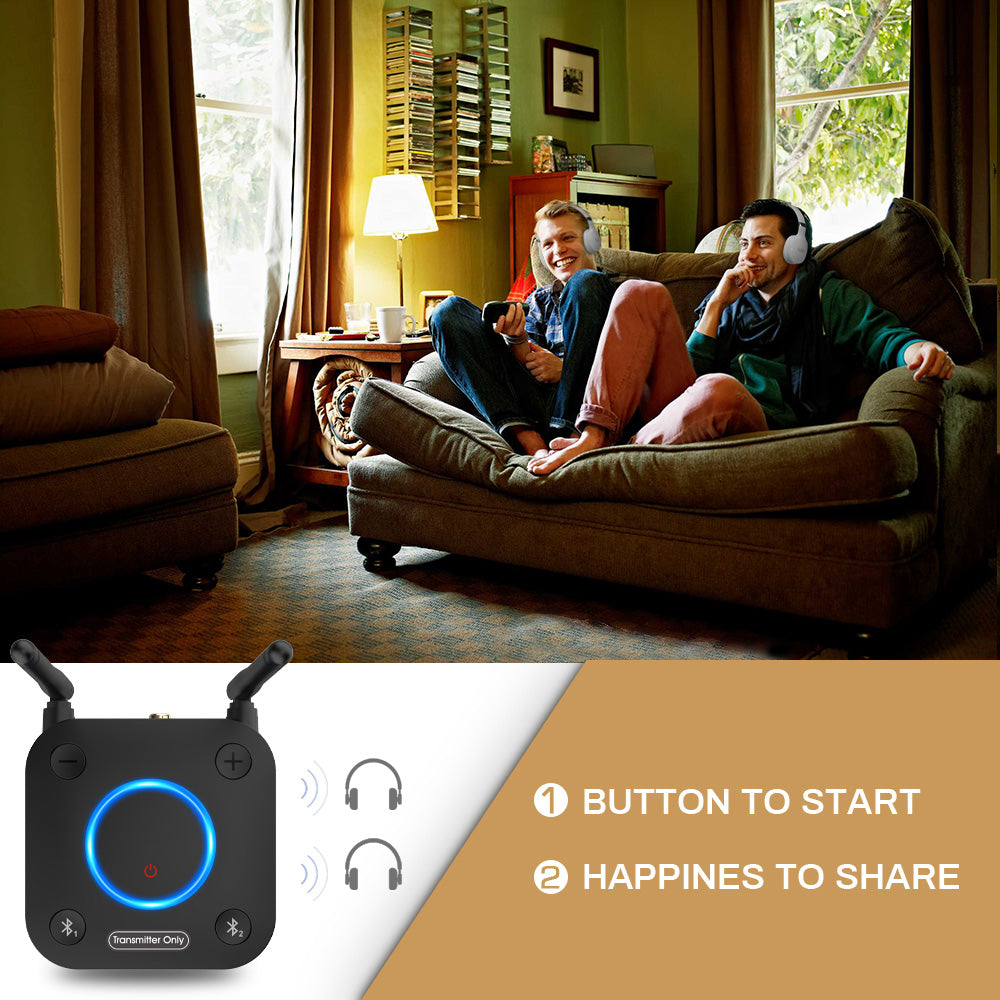 1Mii B06TX Bluetooth Transmitter Audio Aptx LL HD Dual Link Coaxial Optical RCA 3.5mm Aux Wireless