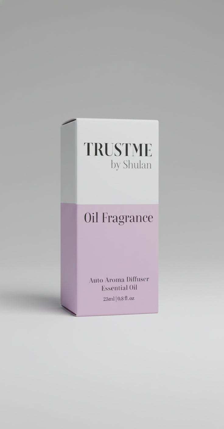 Trust Me by Shulan oil fragrance box 15ml on a white background studio.