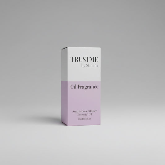 Trust Me by Shulan oil fragrance box 15ml on a white background studio.