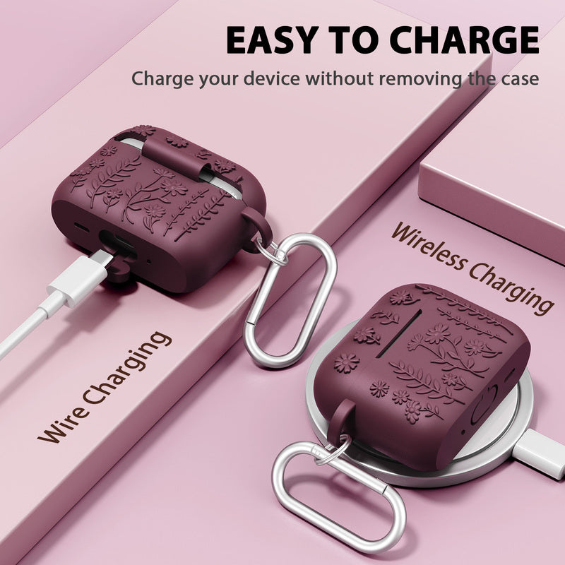 Airpods Pro 3 Embossed Floral Earphone Case