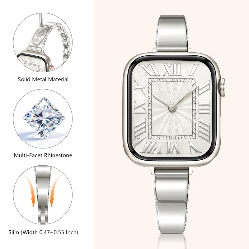 Square-shaped metal watch strap