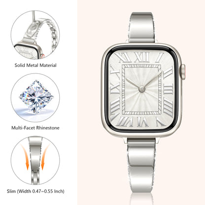 Square-shaped metal watch strap