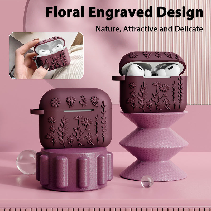Airpods Pro 3 Embossed Floral Earphone Case