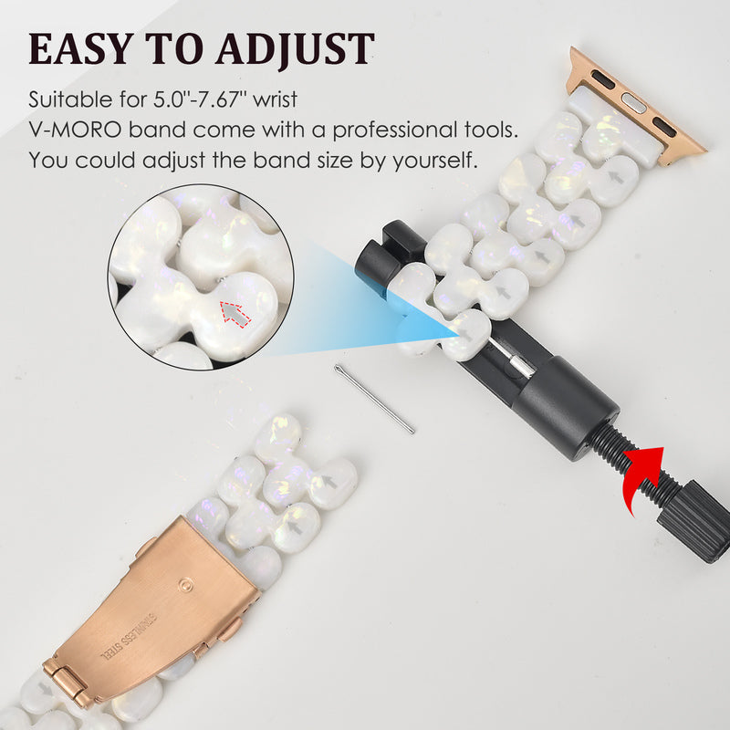 Fluorescent white oval resin watch strap