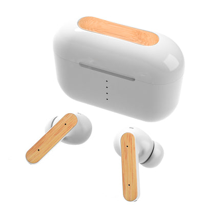 T09 ANC + ENC Dual Microphone Earbuds (No Wood on this Model) White
