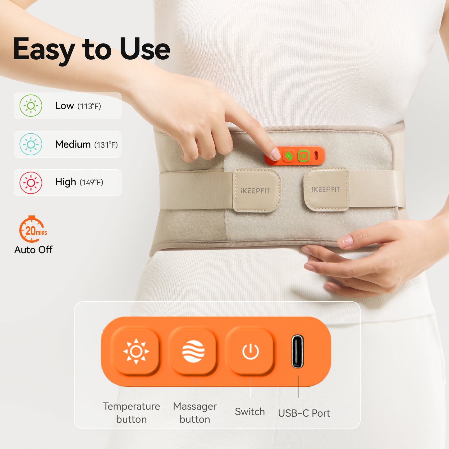 Waist Belt Massager Model W14S Front and Back