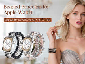 Black agate bead watch strap