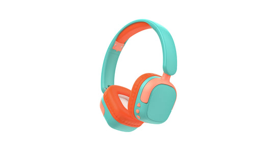 Kids Bluetooth Headphones Green & Orange Model KHO7 Ages 3-8