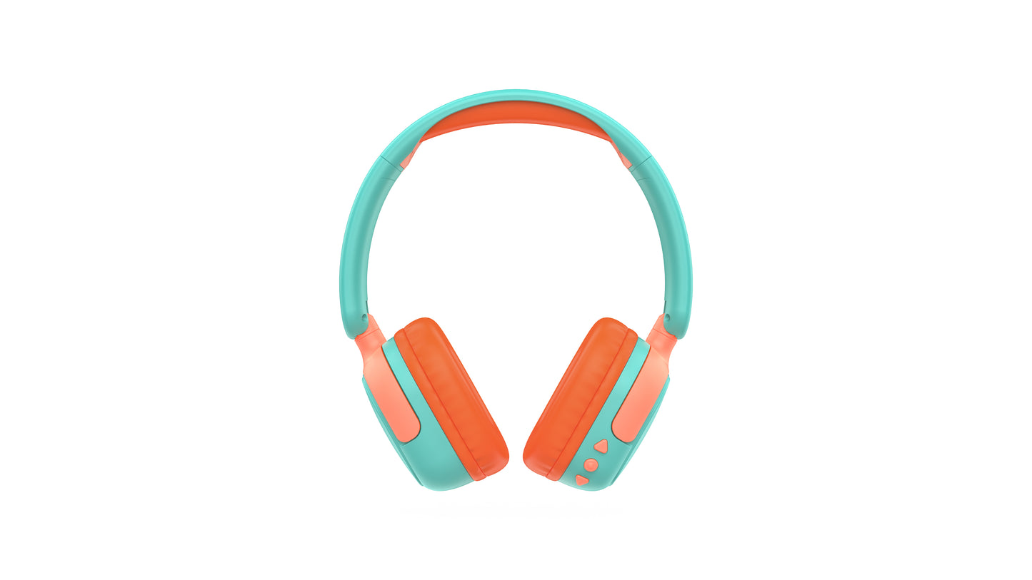 Kids Bluetooth Headphones Green & Orange Model KHO7 Ages 3-8