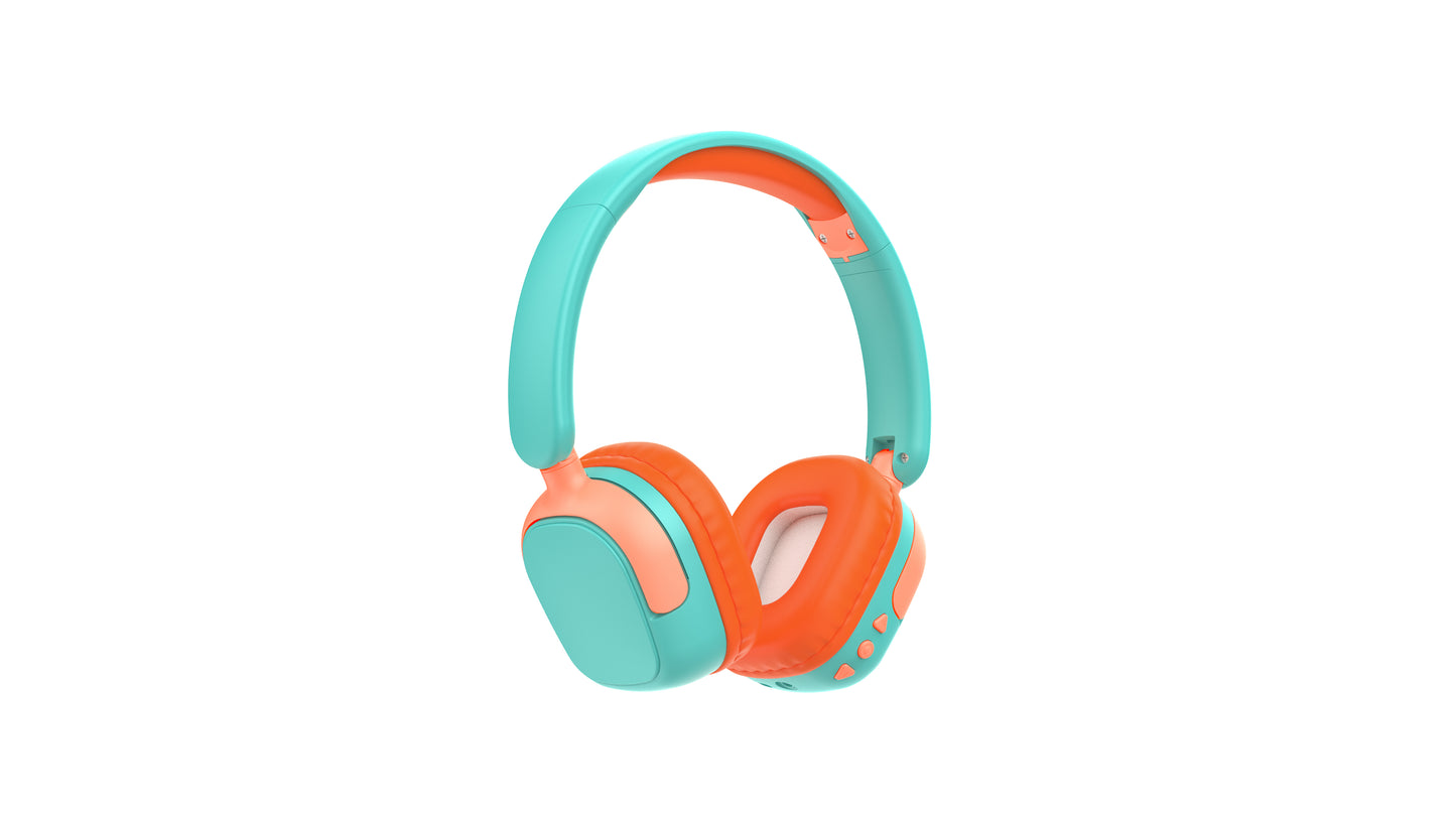 Kids Bluetooth Headphones Green & Orange Model KHO7 Ages 3-8