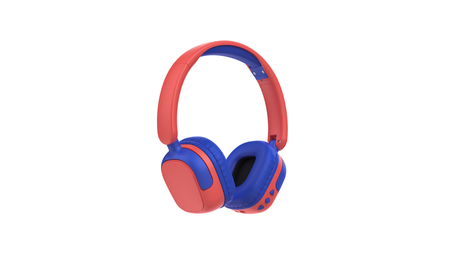 Kids Bluetooth Headphones Red & Blue Model KHO7 Ages 3-8