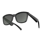 Black Smart Bluetooth Sunglasses T06 with dark lenses on a white background