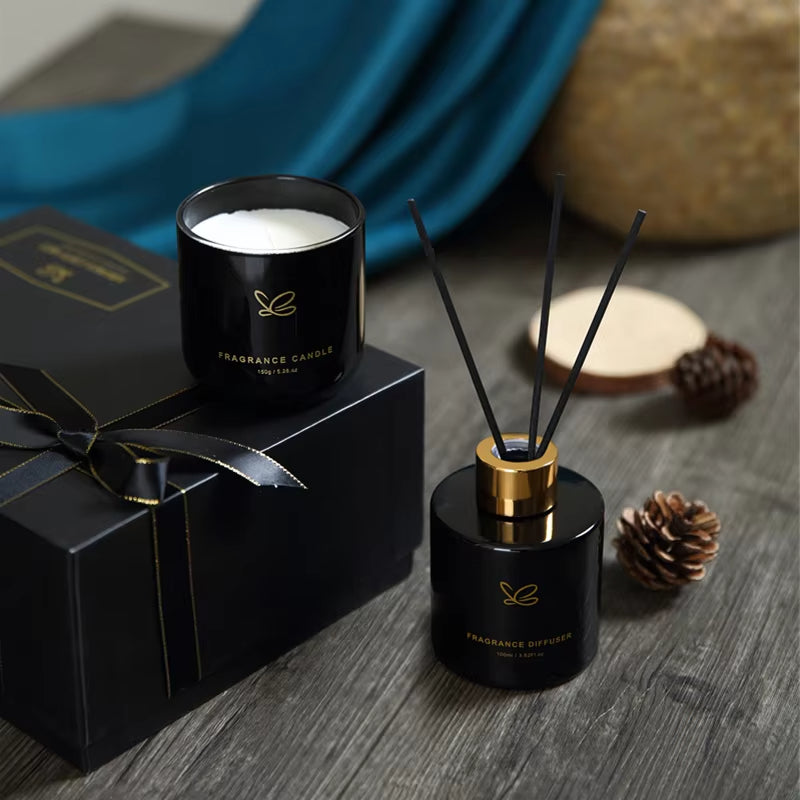Luxury Aroma Candle & Reed Fragrance Gift Set (Amber Allure)