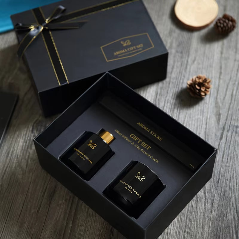 Luxury Aroma Candle & Reed Fragrance Gift Set (Amber Allure)