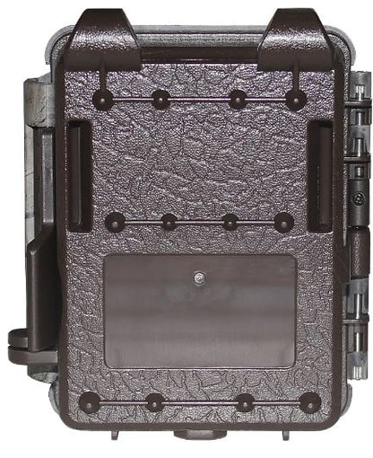 Rugged, Camouflage patterned wildlife KeepGuard KW561 camera back side  on a white background