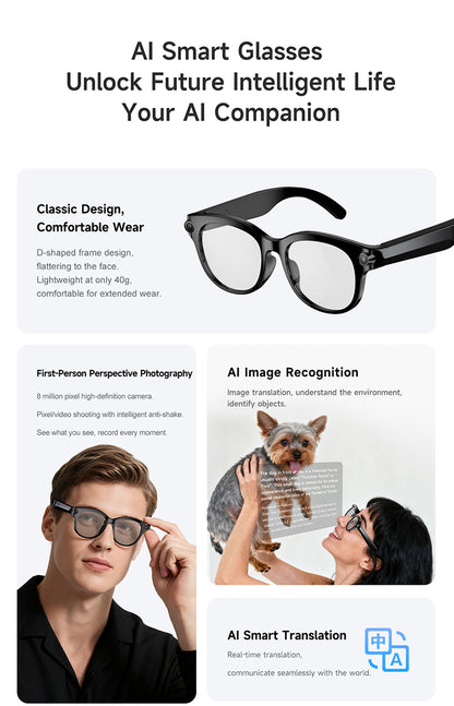 M89-S Smart Sunglasses with Camera, AI Translation, Object Info and Music