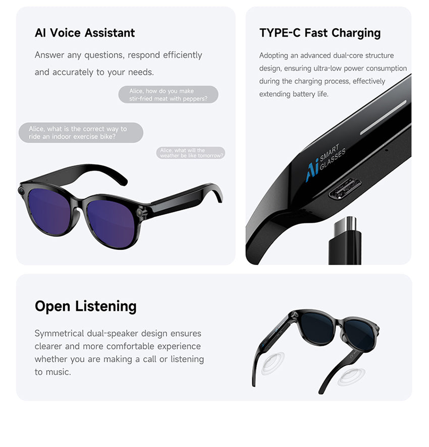 M89-S Smart Sunglasses with Camera, AI Translation, Object Info and Music