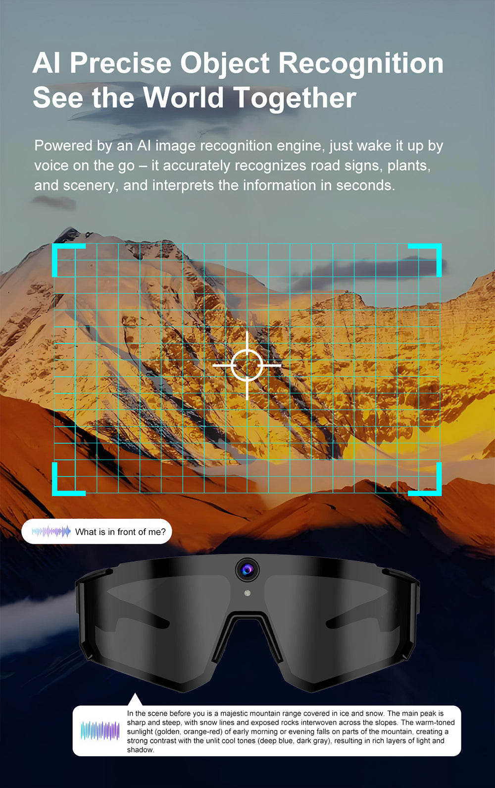 M95 Sports Smart Glasses with Camera, Music, AI Smart Translation
