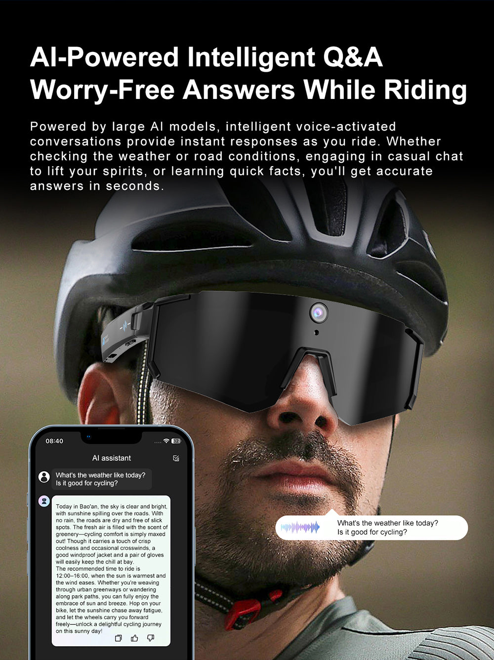 M95 Sports Smart Glasses with Camera, Music, AI Smart Translation