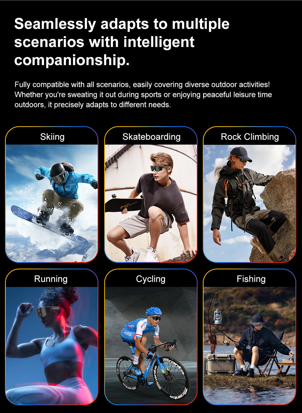 M95 Sports Smart Glasses with Camera, Music, AI Smart Translation