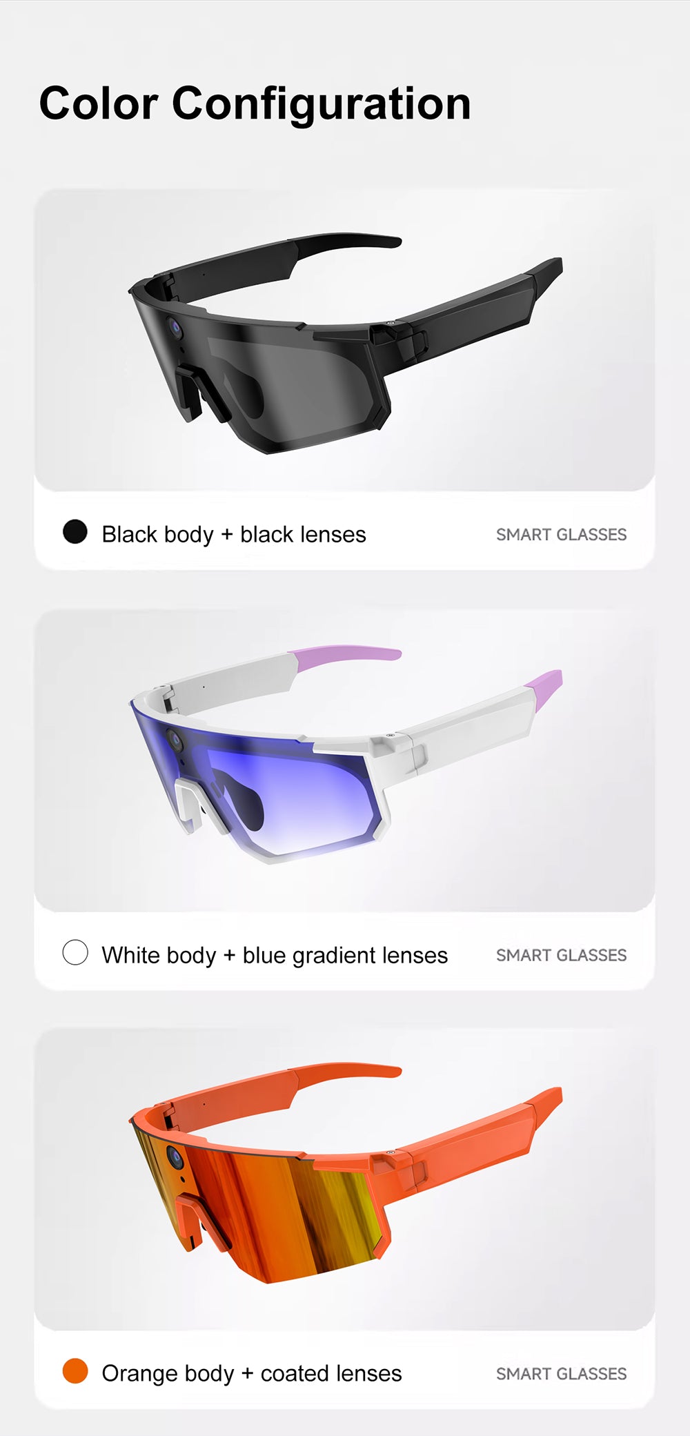 M95 Sports Smart Glasses with Camera, Music, AI Smart Translation