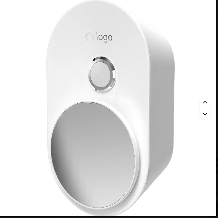 White Plug-In Air Ionizer device with a logo on a white background